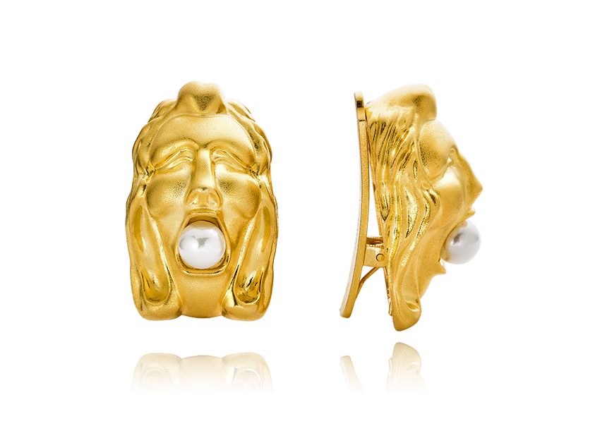 Screaming Grotesque Clip-On Earrings