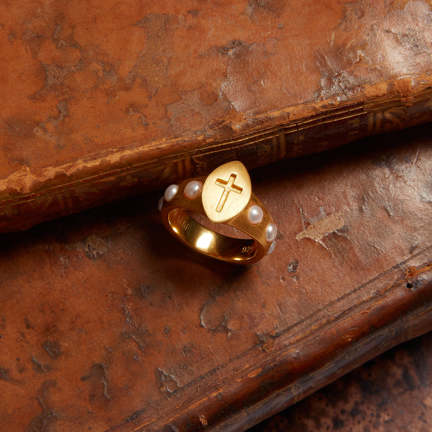 Rosary Pearl Ring
