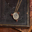 Heart Scrimshaw on Human Skull Bone Pendant in Solid 14kt Gold