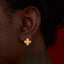 Rosary Pearl Cross Stud Earrings