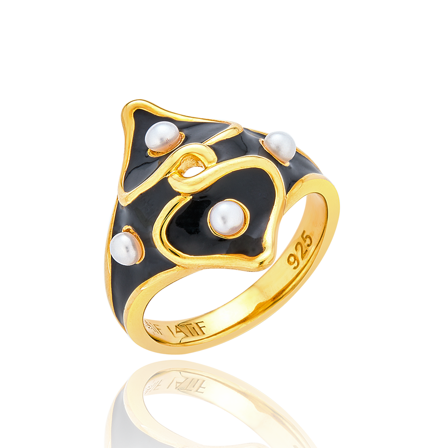 Pearl Bow Mourning Ring