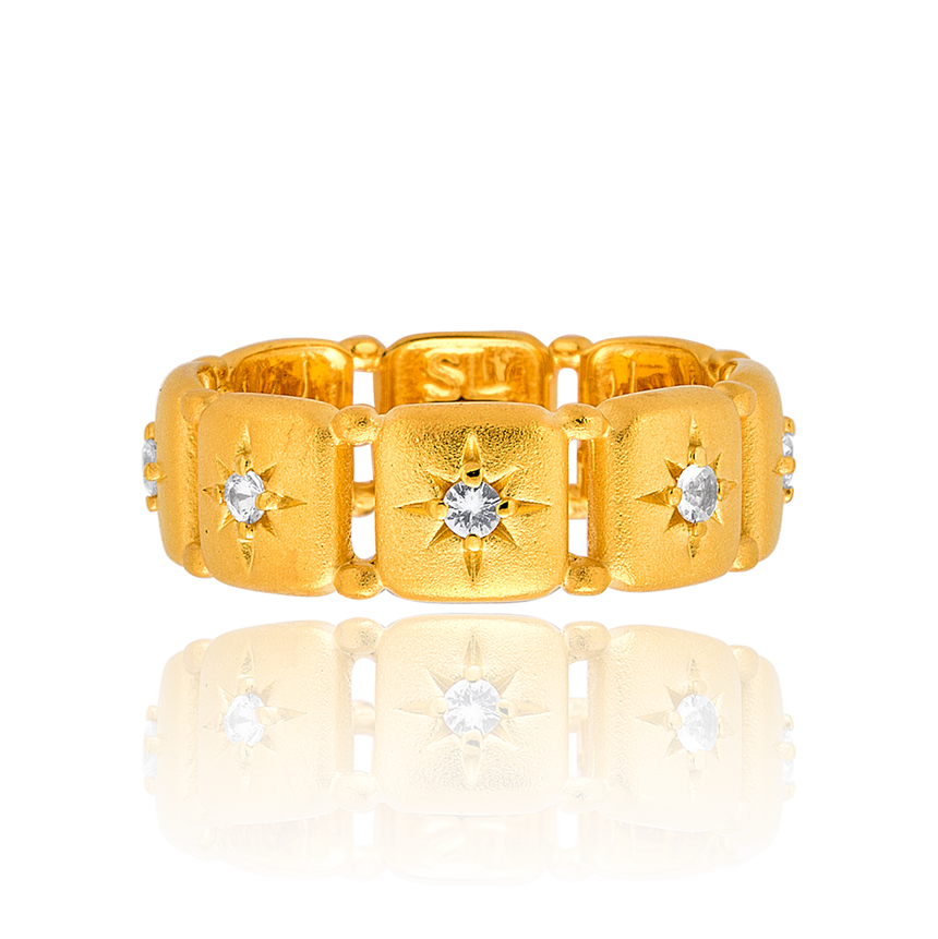 White Sapphire Star Link Ring