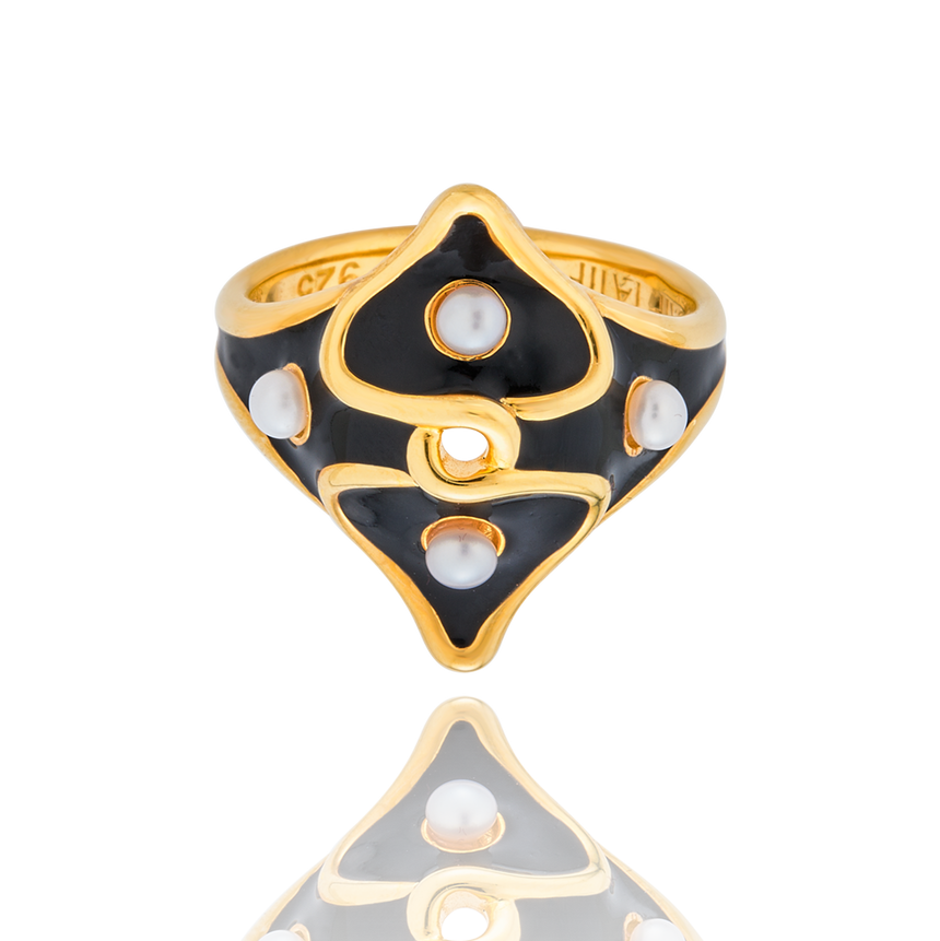 Pearl Bow Mourning Ring