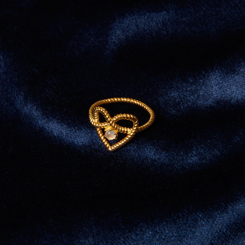 Heart Knot Moonstone Ring
