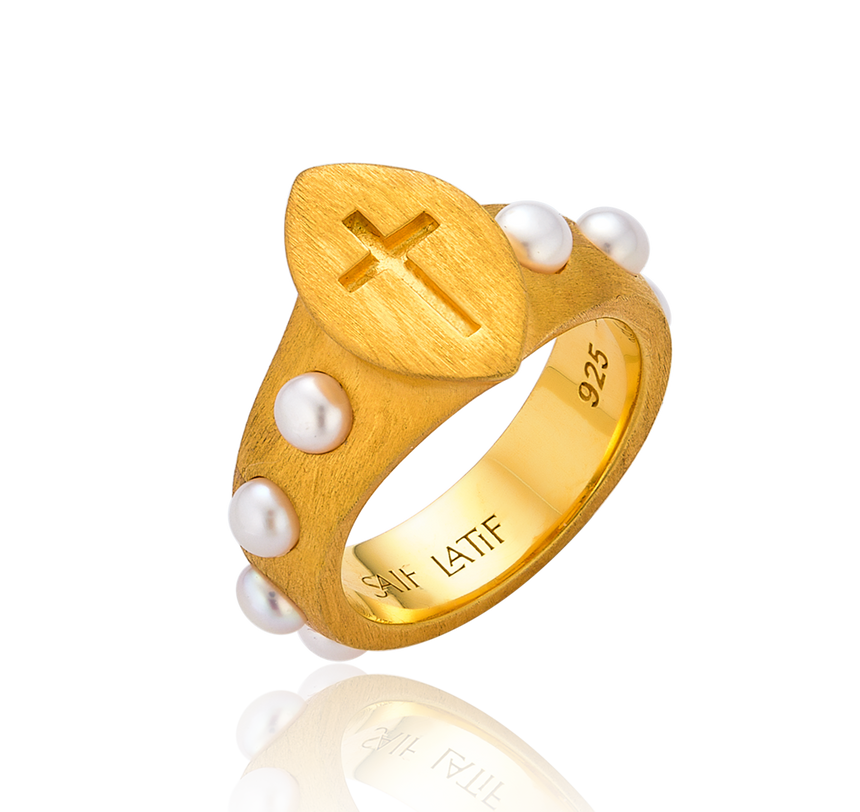Rosary Pearl Ring